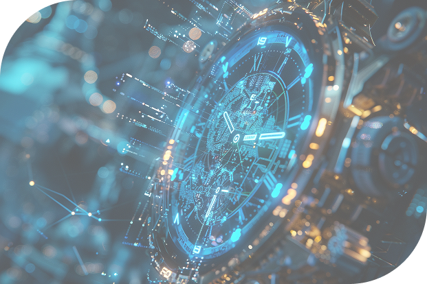 Interface tecnológica futurista representando inovação e precisão da Thermo Steel