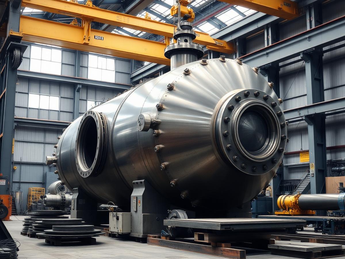 Equipamento industrial sob medida em fabricação na oficina