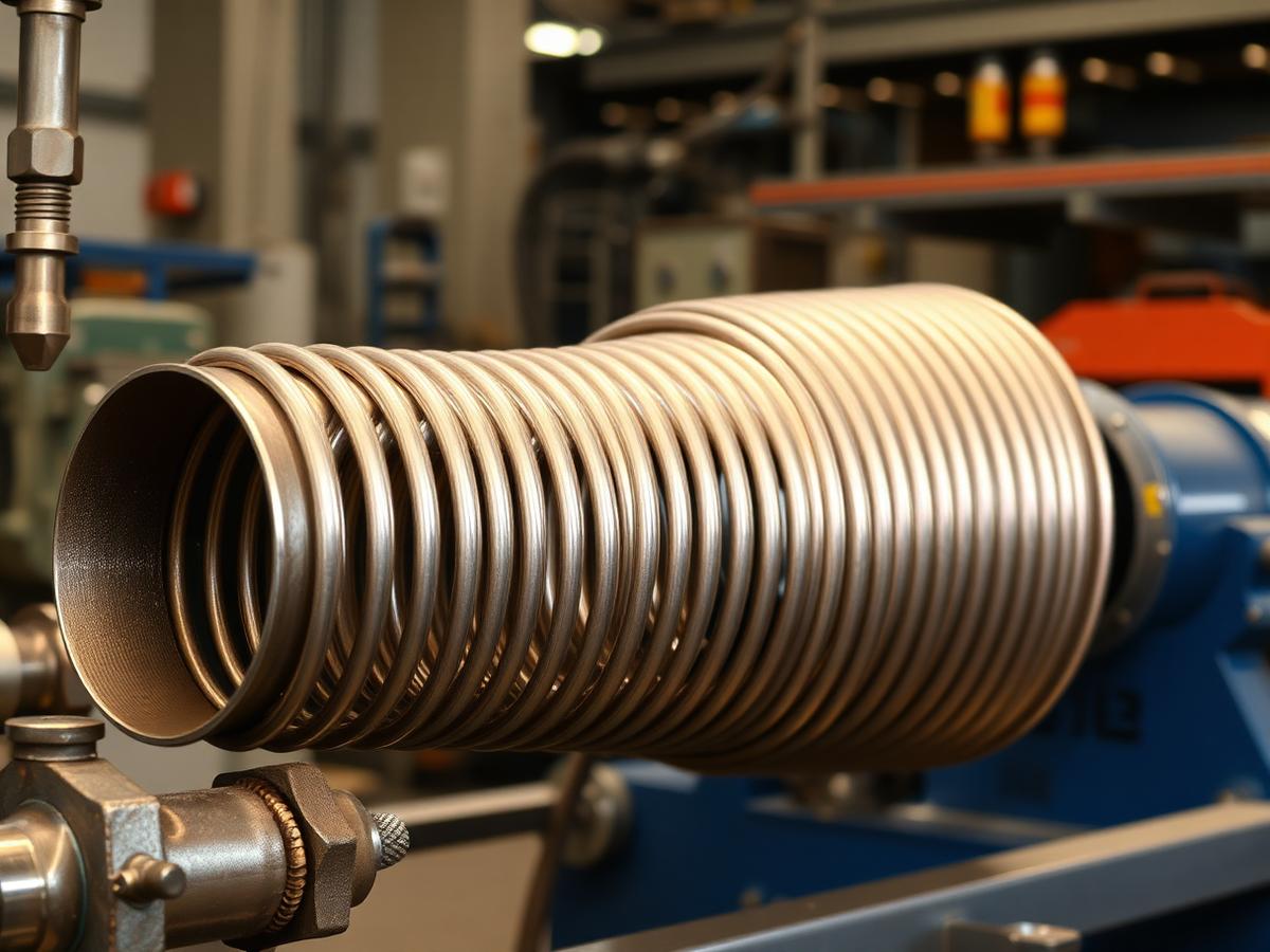 Serpentina tubular de aço curvada em máquina de curvamento